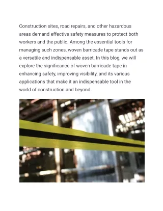 Woven Barricade Tape_ Enhancing Safety and Visibility in Construction Zones