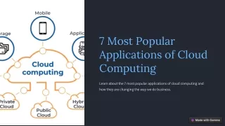 Popular Applications of Cloud Computing