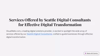 Services Offered by Seattle Digital Consultants for Effective Digital Transforma