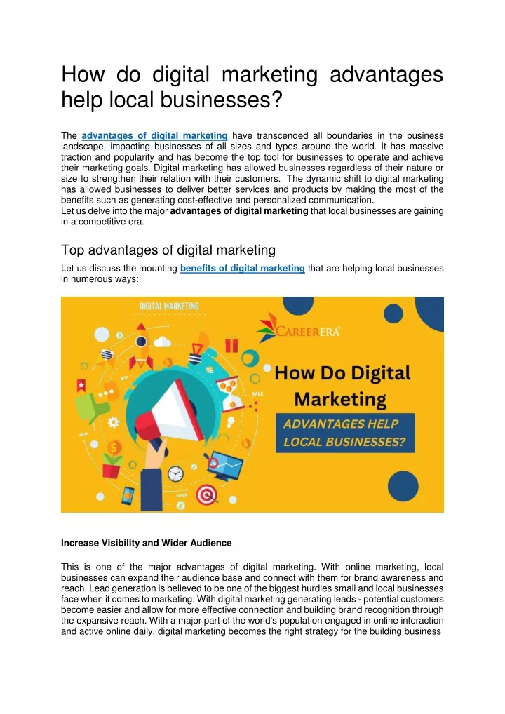how do digital marketing advantages help local