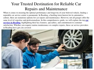 Your Trusted Destination for Reliable Car Repairs and Maintenance