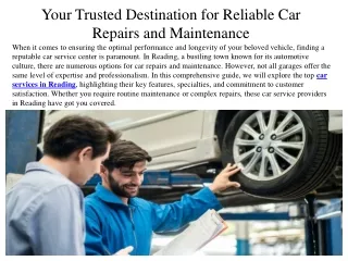 your trusted destination for reliable car repairs and maintenance