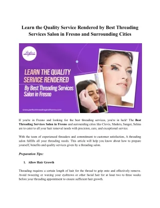 Learn the Quality Service Rendered by Best Threading Services Salon in Fresno an