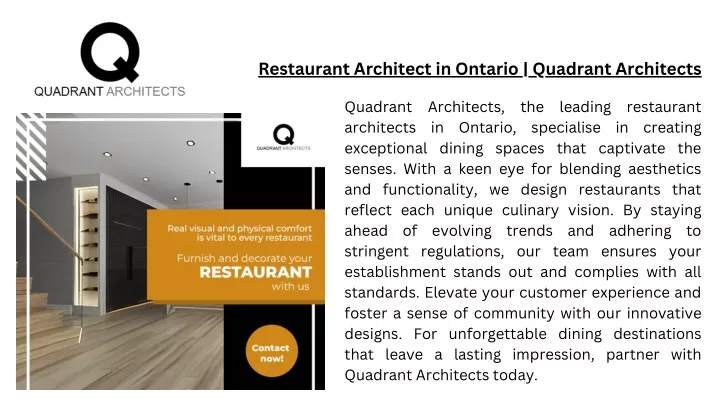 restaurant architect in ontario quadrant