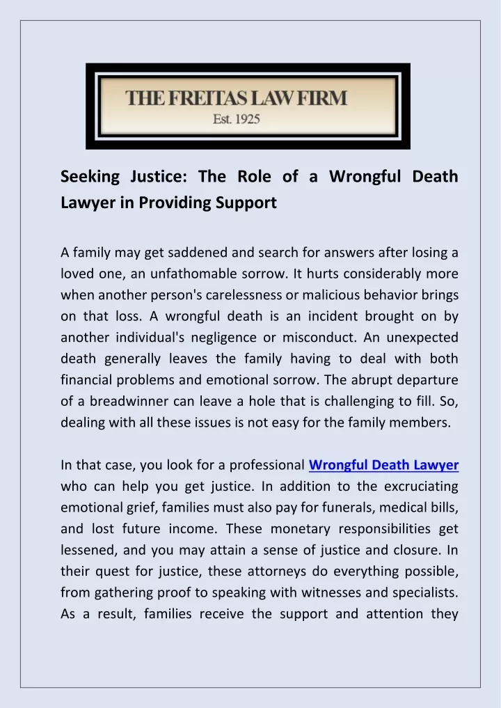seeking justice the role of a wrongful death