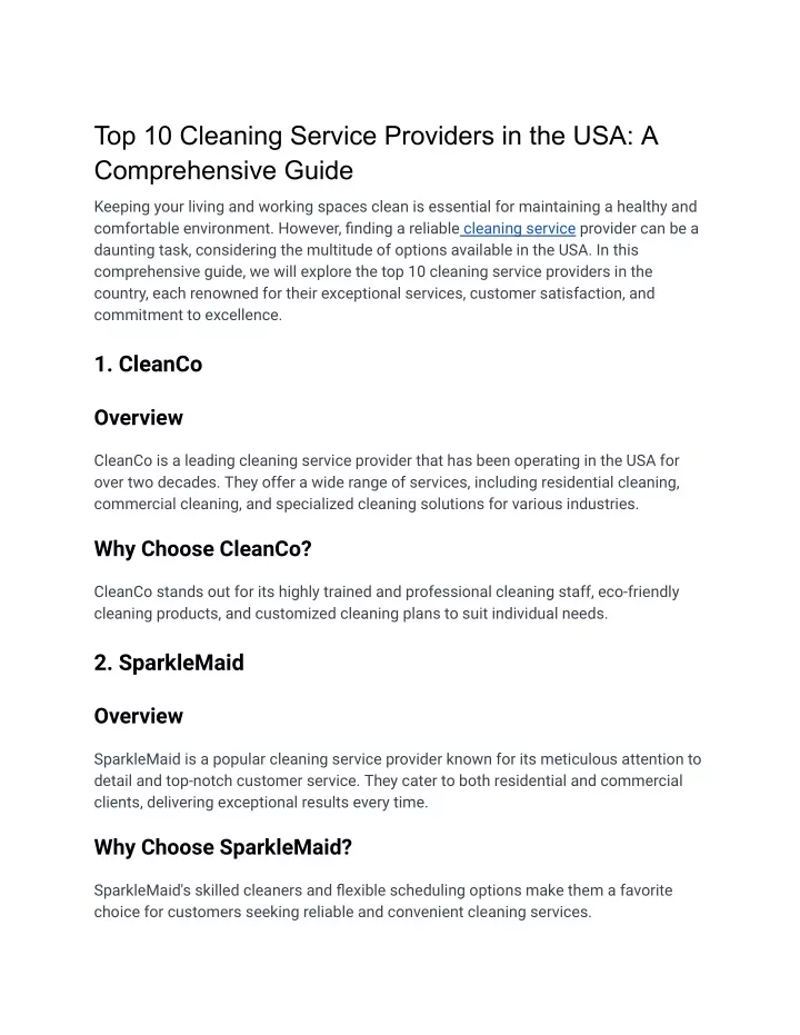 top 10 cleaning service providers