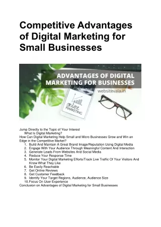 Competitive Advantages Of Digital Marketing For Small Businesses