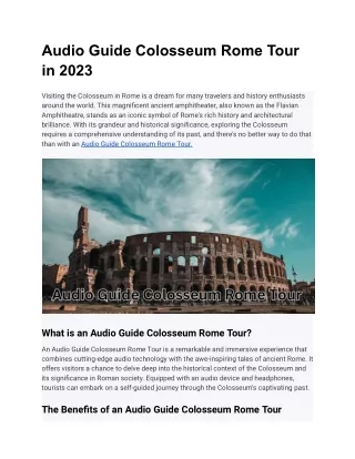 Audio Guide Colosseum Rome Tour Visits