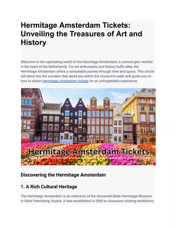 hermitage amsterdam tickets unveiling