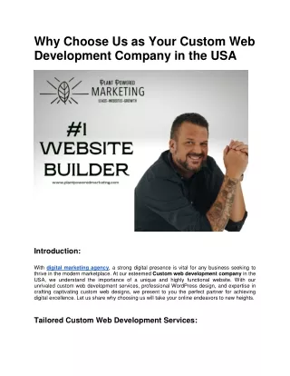 Custom Web Development Company in the USA