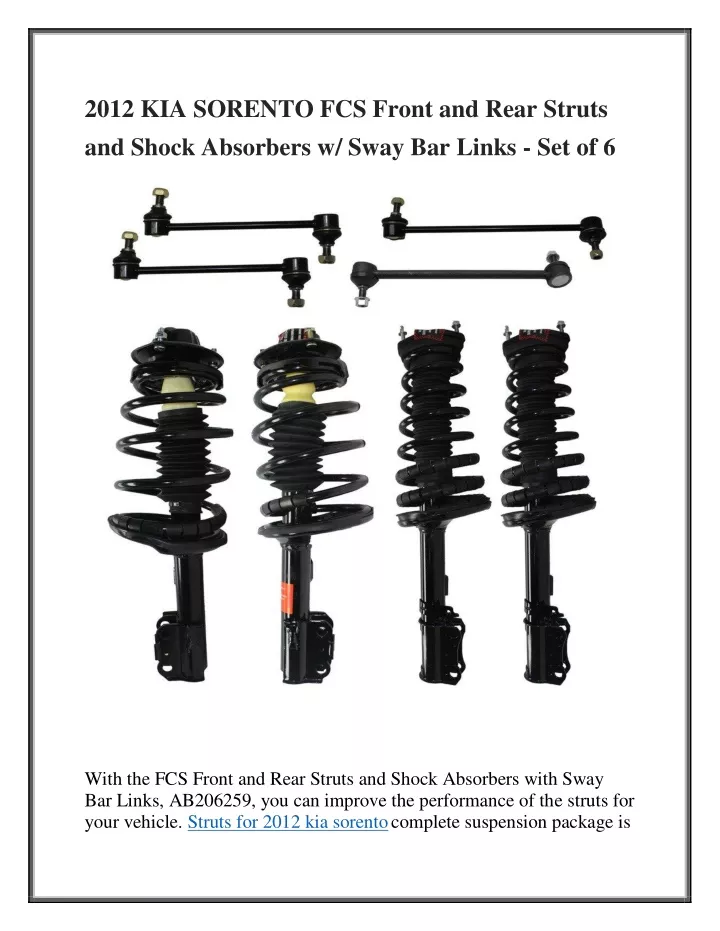 2012 kia sorento fcs front and rear struts