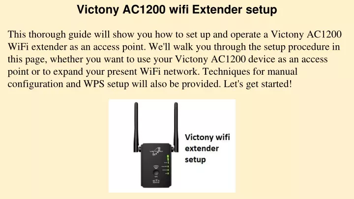 victony ac1200 wifi extender setup