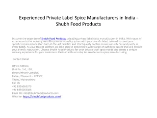 Experienced Private Label Spice Manufacturers in India -