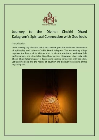 Chokhi Dhani Kalagram's Spiritual Connection with God Idols