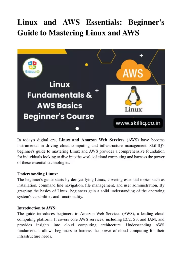 linux and aws essentials beginner s guide