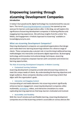 Empowering Learning through eLearning Development Companies
