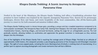 Khopra Danda Trekking A Scenic Journey to Annapurna Panorama View