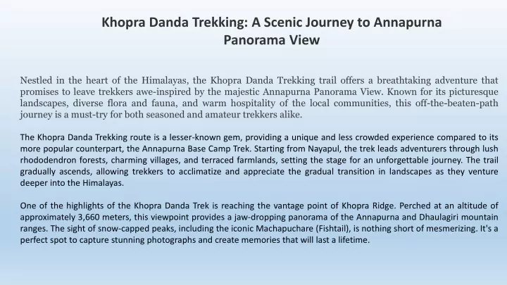 khopra danda trekking a scenic journey
