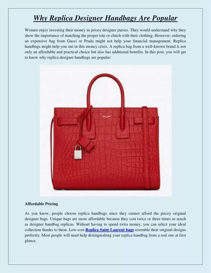 why replica designer handbags are popular