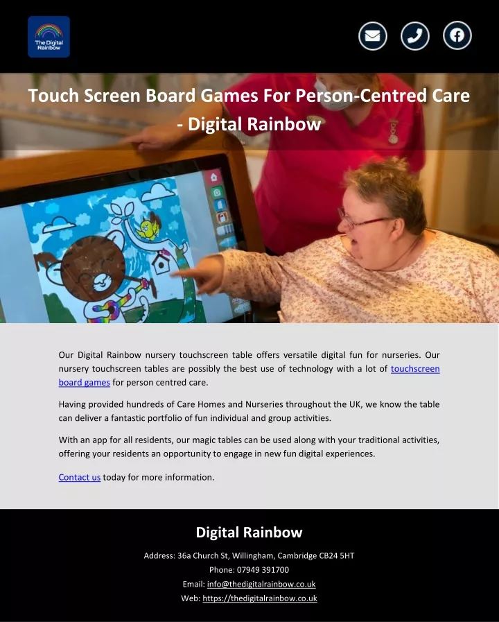 touch screen board games for person centred care