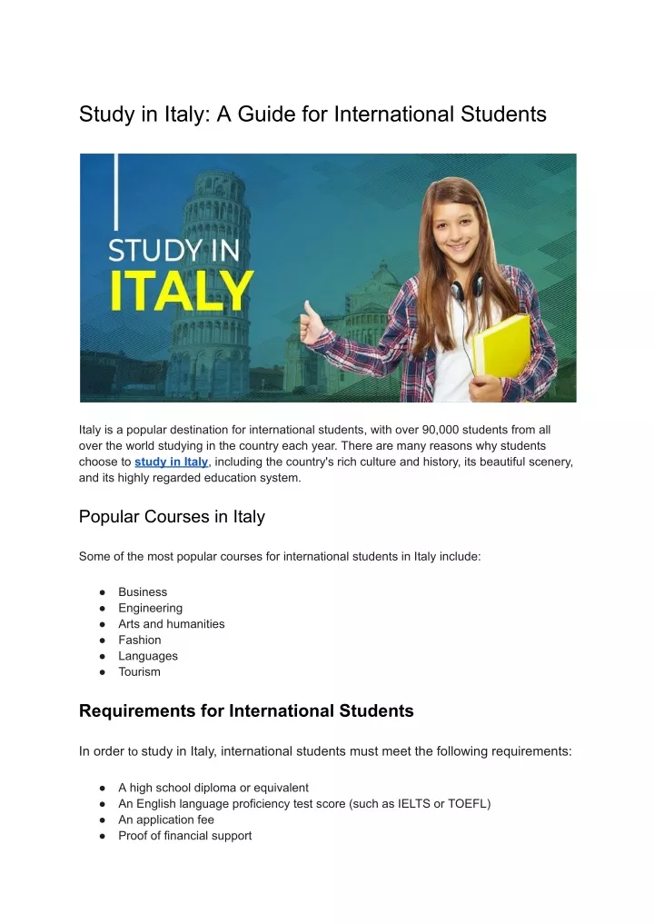 study in italy a guide for international students