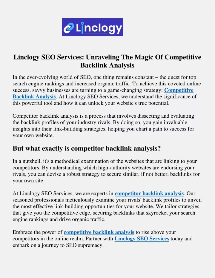 linclogy seo services unraveling the magic