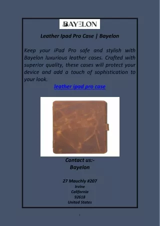 Leather Ipad Pro Case Bayelon