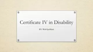 Certificate IV in Disability