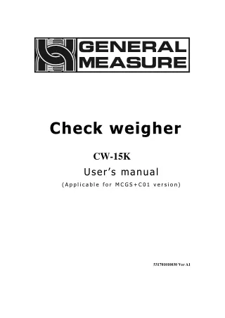 Checkweigher user manual CW-15K
