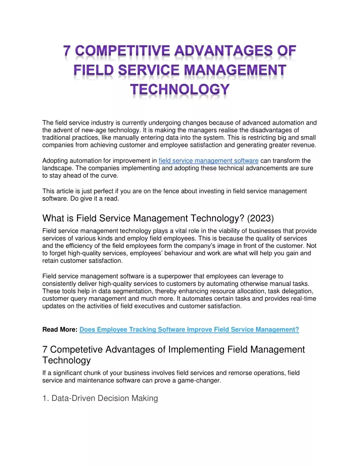 the field service industry is currently