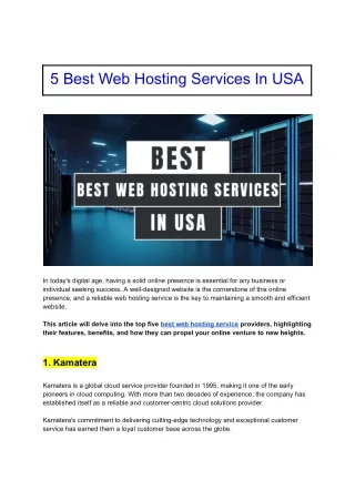 5 Best Web Hosting Services In USA