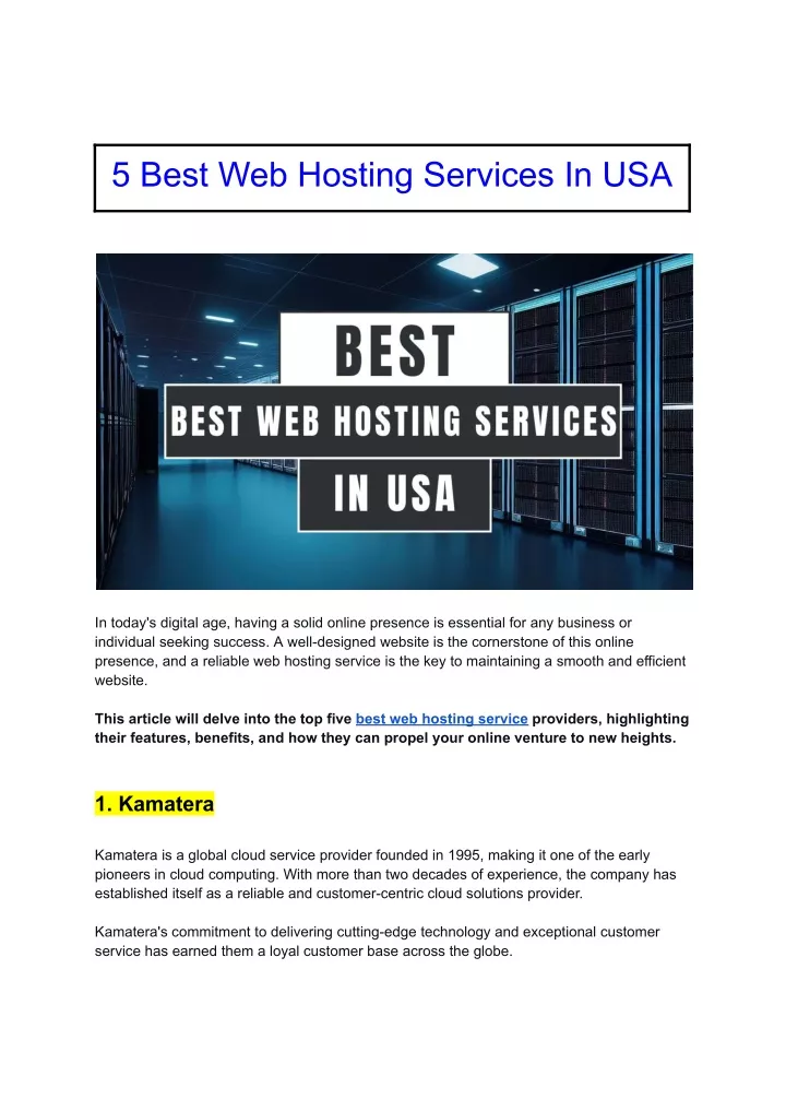 Ppt 5 Best Web Hosting Services In Usa Powerpoint Presentation Free Download Id12371929 