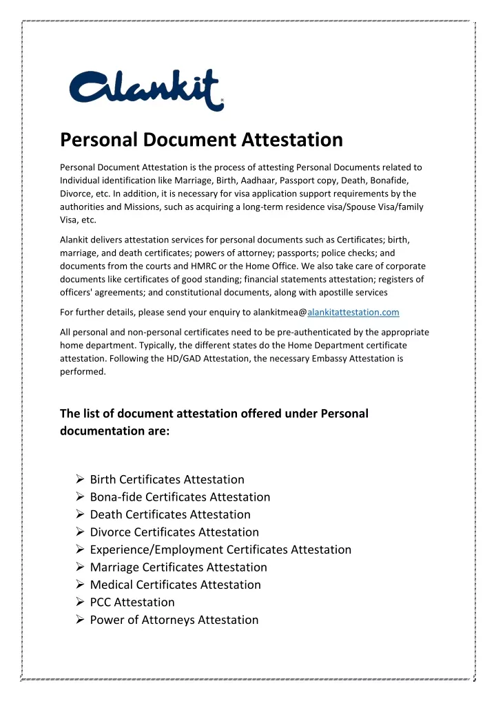 personal document attestation