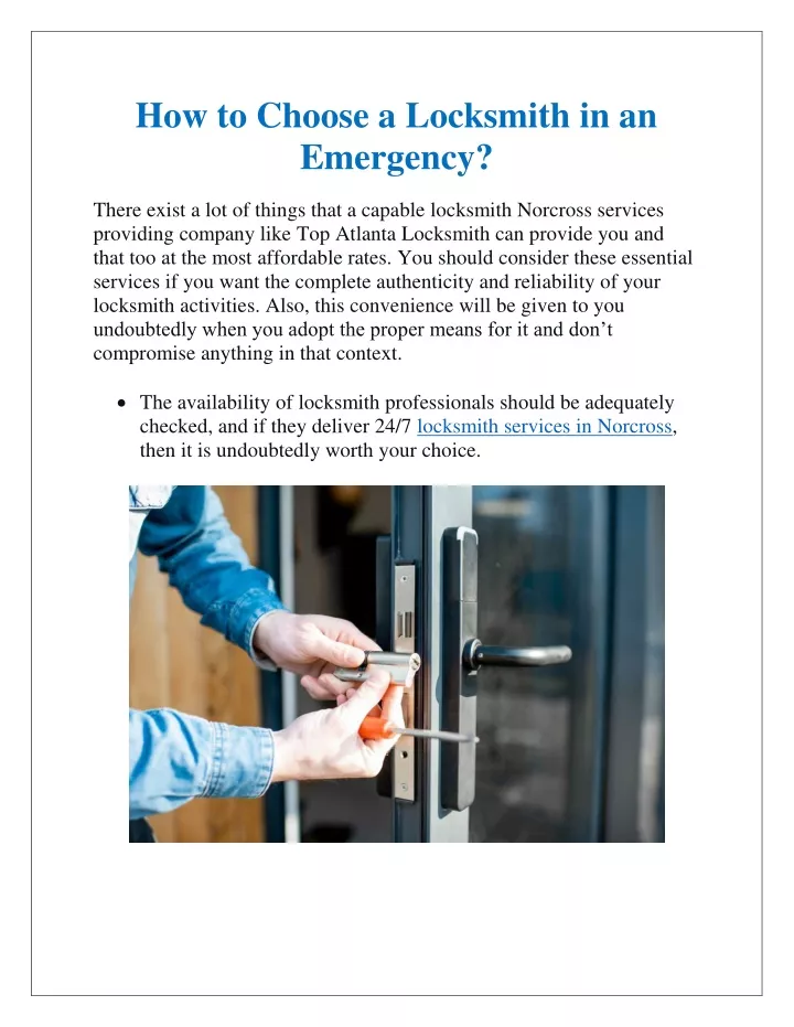 how to choose a locksmith in an emergency