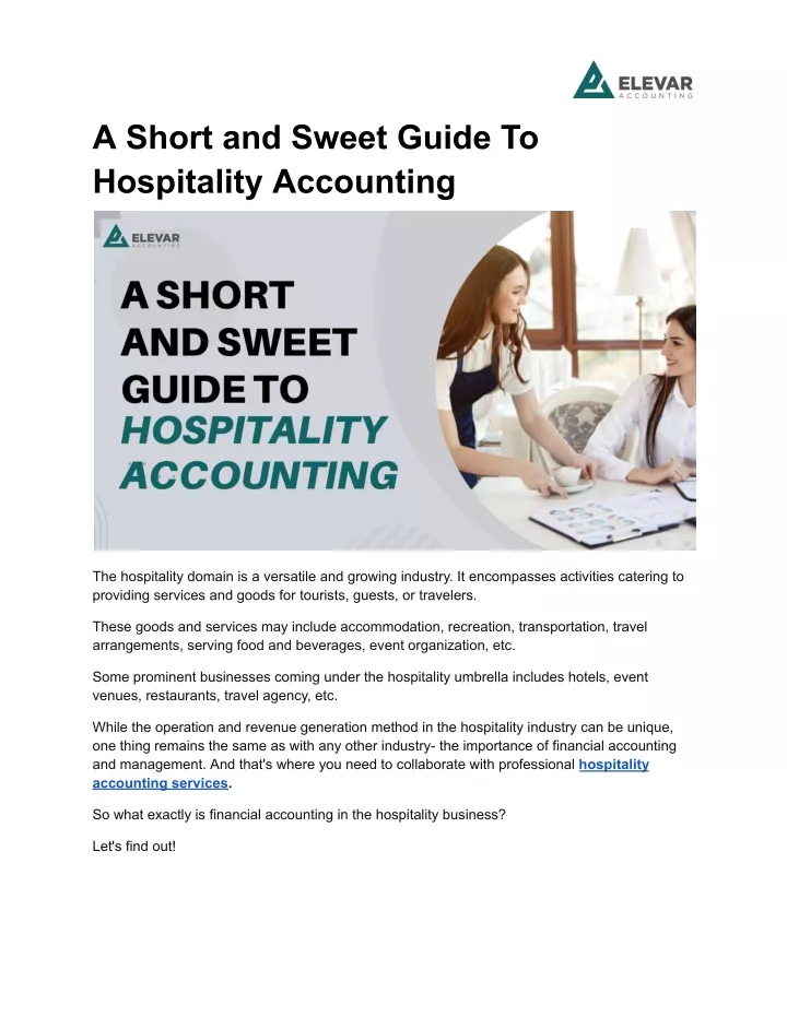 a short and sweet guide to hospitality accounting