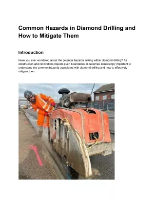 Common Hazards in Diamond Drilling and How to Mitigate Them