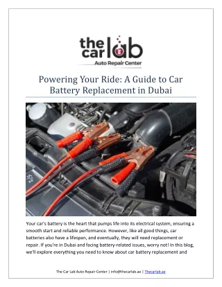 Powering Your Ride: A Guide to Car Battery Replacement in Dubai