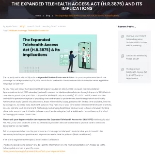 The Expanded Telehealth Access Act (H.R.3875) and Its Implications