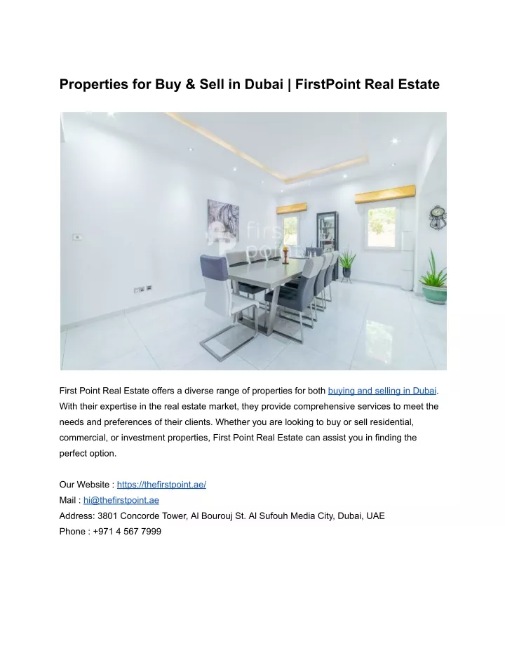 properties for buy sell in dubai firstpoint real