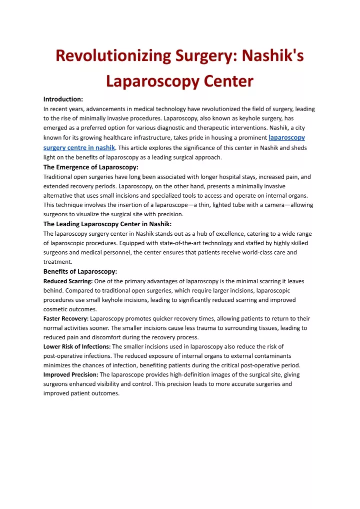 revolutionizing surgery nashik s laparoscopy