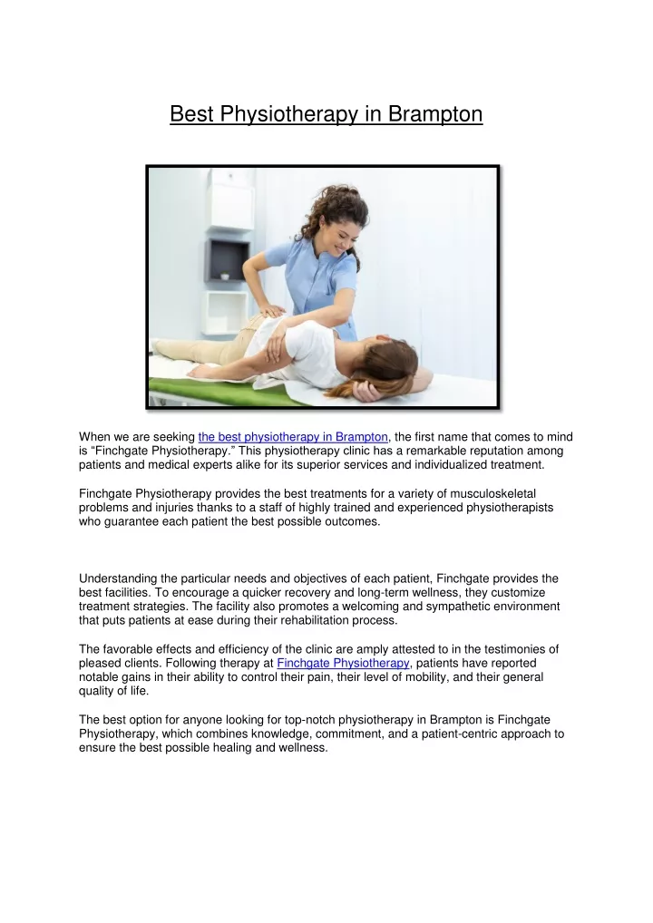 best physiotherapy in brampton