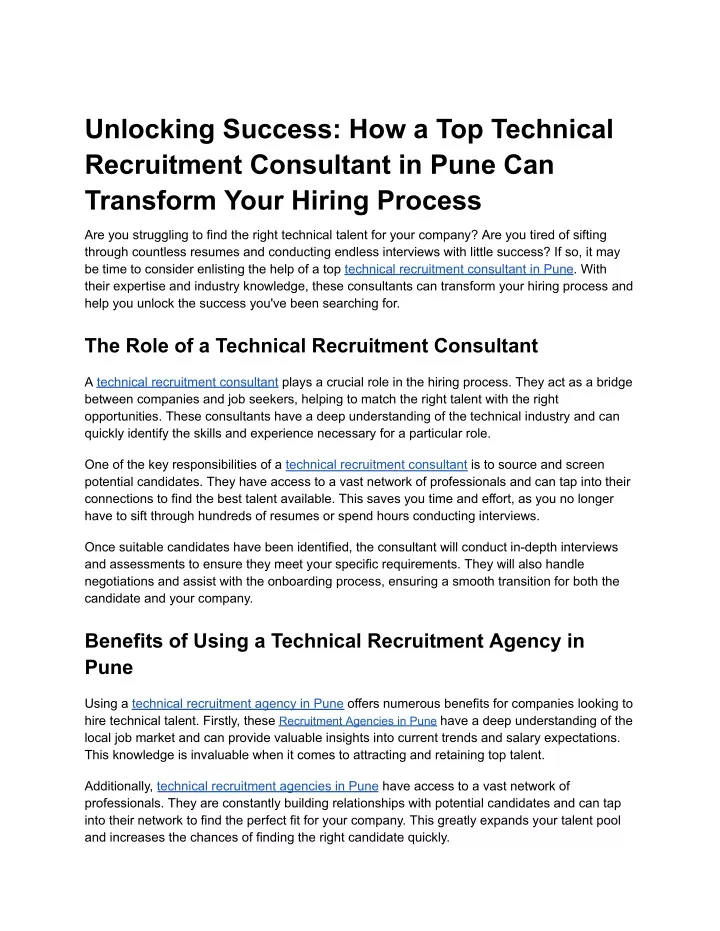 unlocking success how a top technical recruitment