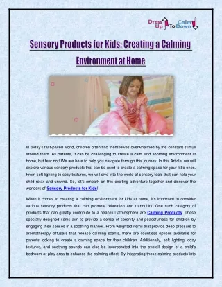 Sensory Products for Kids - Creating a Calming Environment at Home