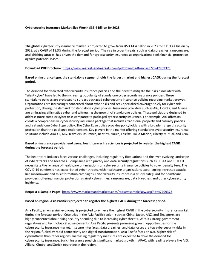 cybersecurity insurance market size worth