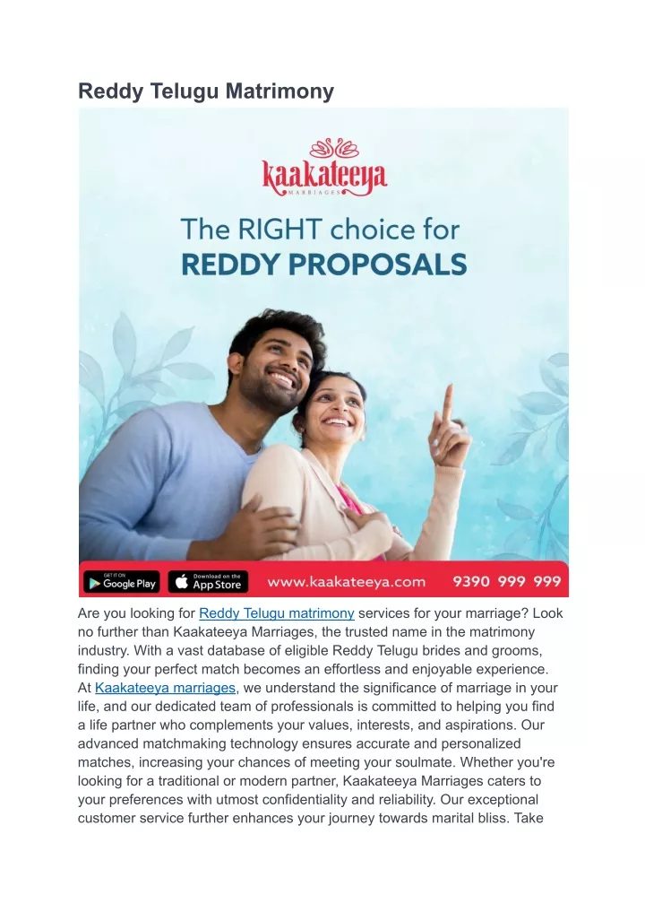 PPT - Reddy Telugu Matrimony | Kaakateeya PowerPoint Presentation, free ...