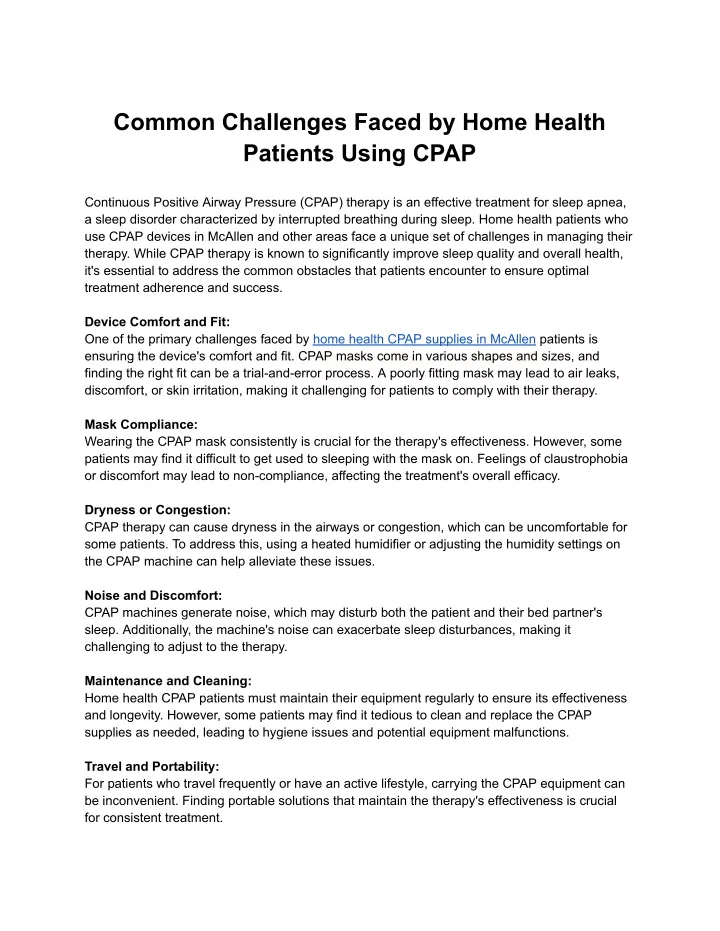common challenges faced by home health patients