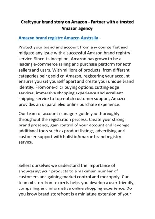 Craft your brand story on Amazon - Partner with a trusted Amazon agency