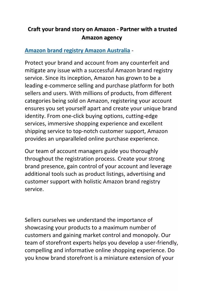 craft your brand story on amazon partner with