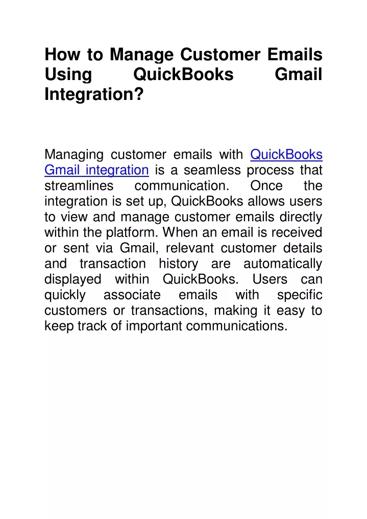 how to manage customer emails using quickbooks