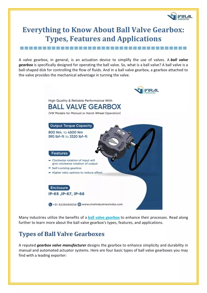 everything to know about ball valve gearbox types